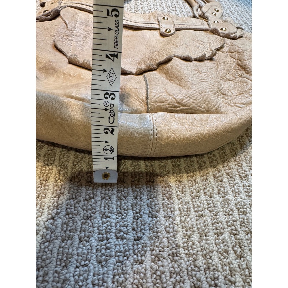 Peruzzi Made in Florence Leather Shoulder Bag Beige Hobo Purse - Picture 7 of 7